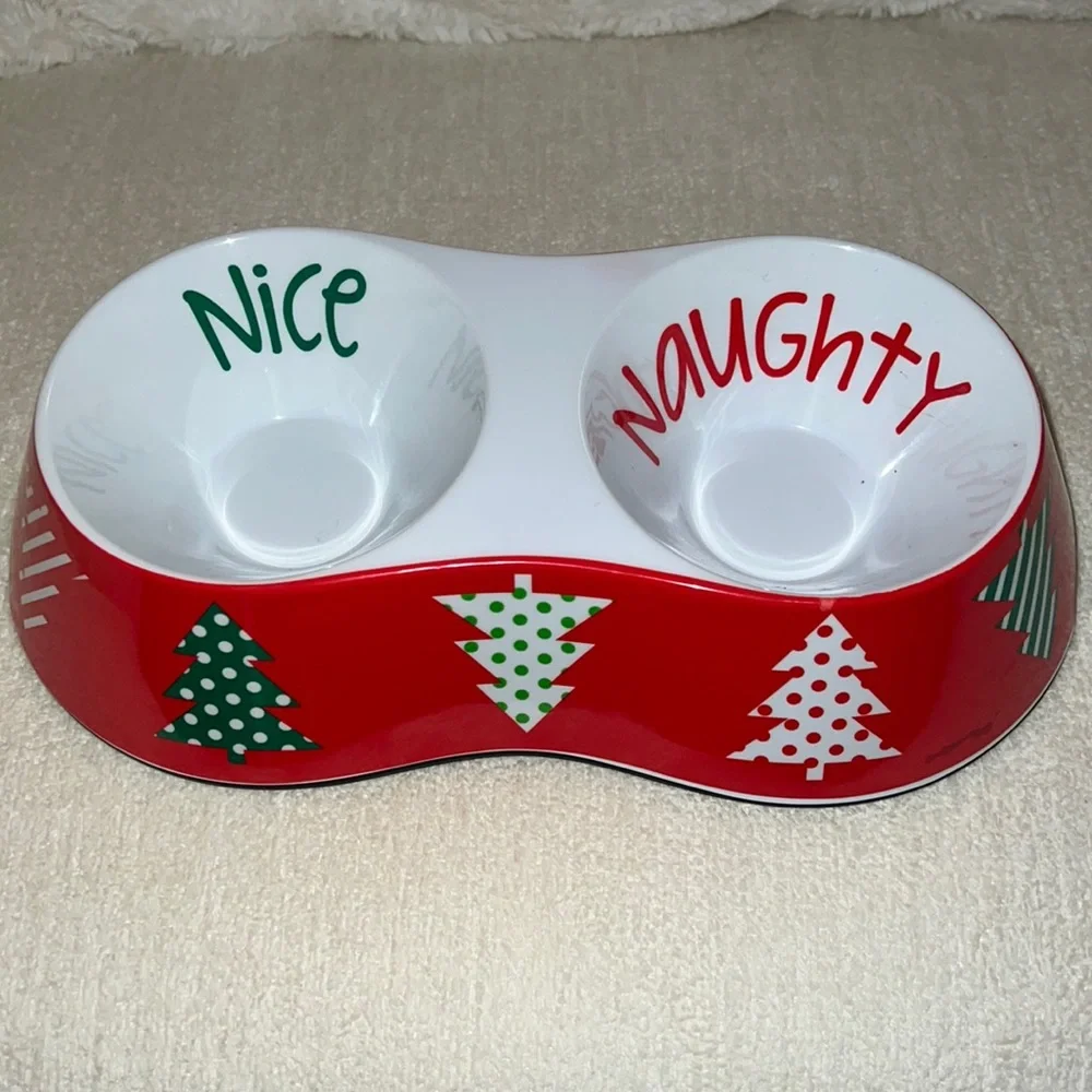 Naughty or nice 2 in one dog bowl